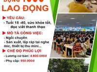 Tuyển dụng công nhân lương cao làm tại Bắc Ninh, không cần bằng cấp Tuyển dụng công nhân lương cao làm tại Bắc Ninh, không cần bằng cấp