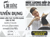 Hệ thống 30Shine toàn quốc Cần tuyển: Thợ cắt, Thợ gội