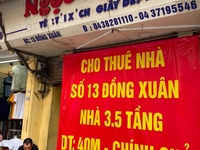 Cho thuê nhà số 13 mặt phố Đồng Xuân, quận Hoàn Kiếm, mặt tiền 3,1m