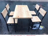 Thanh lý Bộ bàn 4 ghế quán ăn khung sắt mặt gỗ mới Thanh lý Bộ bàn 4 ghế quán ăn khung sắt mặt gỗ mới
