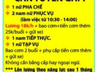 Nhà hàng Nhật - Ý Wainosuke tuyển gấp: Pha chế, Phục vụ, Tiếp thực