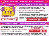 Chính chủ cho thuê 2 tòa nhà mặt phố Kim Mã và Trần Quốc Hoàn