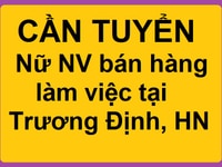 Tuyển nhân viên nữ bán hàng tại 23 Trương Định, Hai Bà Trưng, Hà Nội.