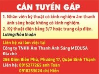 Công ty TNHH Âm Thanh Ánh Sáng MEDUSA cần tuyển NV kỹ thuật