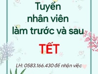 Tuyển nhân viên - công việc nhẹ - ưu tiên cao tuổi Tuyển nhân viên - công việc nhẹ - ưu tiên cao tuổi