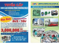 Tuyển Gấp 1000 Nữ Lao Động Phổ Thông
