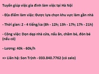 Tuyển giúp việc sáng đến tối về tại Hai Bà Trưng Tuyển giúp việc sáng đến tối về tại Hai Bà Trưng