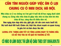 Cần tìm người giúp việc ăn ở lại, nhà CC ở khu Mai Dịch, Lương cao
