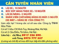 Công ty Hữu Thảo cần tuyển gấp nhân viên, đi làm ngay