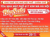 Cho thuê tòa nhà mặt phố - chính chủ, số 617 Kim Mã, Ba Đình