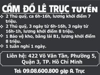 Cầm Đồ Lê Trực cần tuyển 2 Thủ quỹ và 1 Bảo vệ kho