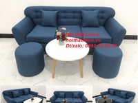 Bộ bàn ghế sofa băng văng nhỏ xanh dương giá rẻ Nội thất Linco HCM SG Bộ bàn ghế sofa băng văng nhỏ xanh dương giá rẻ Nội thất Linco HCM SG