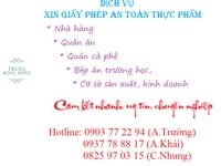 Dịch vụ xin Giấy phép An toàn thực phẩm Dịch vụ xin Giấy phép An toàn thực phẩm