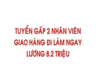 Tuyển gấp 2 nhân viên nam giao, chở hàng đi làm ngay Tuyển gấp 2 nhân viên nam giao, chở hàng đi làm ngay