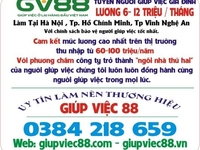 Giúp việc 88 tuyển người giúp việc gia đình. Lương 6-12 triệu