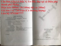 Cần Bán Gấp Lô Đất Vị Trí Đắc Địa tại xã Diên phú thành phố Pleiku Cần Bán Gấp Lô Đất Vị Trí Đắc Địa tại xã Diên phú thành phố Pleiku