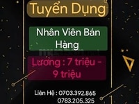 Tuyển nhân viên bán hàng phỏng vấn đi làm ngay !!!! Tuyển nhân viên bán hàng phỏng vấn đi làm ngay !!!!