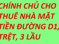 Cho thuê nhà mặt tiền đường D1, P.25, Bình Thạnh, 3,8x16,5m, 3 lầu
