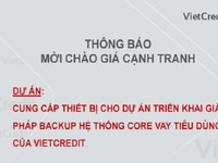 VietCredit thông báo mời chào giá cạnh tranh VietCredit thông báo mời chào giá cạnh tranh