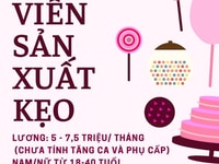 Tuyển gấp Công Nhân Viên Sản Xuất Kẹo Tuyển gấp Công Nhân Viên Sản Xuất Kẹo