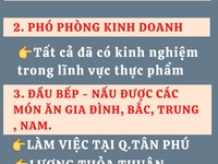 Tuyển Bếp quán ăn - Băc- Trung - Nam Tuyển Bếp quán ăn - Băc- Trung - Nam