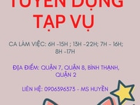 Cần 2 nhân viên tạp vụ làm tại tòa nhà Cần 2 nhân viên tạp vụ làm tại tòa nhà