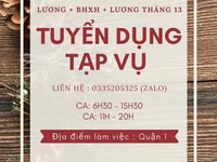 Tuyển tạp vụ Quận 1,nghỉ chủ nhật Tuyển tạp vụ Quận 1,nghỉ chủ nhật