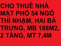 Cho thuê nhà mặt phố 54 Ngô Thì Nhậm, Hai Bà Trưng MB 188m2, MT 7,4m