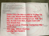 Chính Chủ Cần Bán Lô Đất Vị Trí Đẹp Tại Cam Lâm, Khánh Hoà Giá Đầu Tư Chính Chủ Cần Bán Lô Đất Vị Trí Đẹp Tại Cam Lâm, Khánh Hoà Giá Đầu Tư