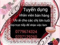 Tuyển nhân viên bán hàng ( không cần kinh nghiệm , bằng cấp )
Giờ hàn Tuyển nhân viên bán hàng ( không cần kinh nghiệm , bằng cấp )
Giờ hàn