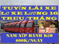 Tuyển Nam Tài xế + Phụ xe và Phụ kho Bốc xếp bánh kẹo 16tr/tháng Tuyển Nam Tài xế + Phụ xe và Phụ kho Bốc xếp bánh kẹo 16tr/tháng