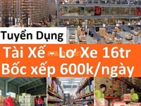 Tuyển LDPT Nam Xếp Kho 600k/ngày - Lơ Xe & Tài Xế 16tr/tháng Tuyển LDPT Nam Xếp Kho 600k/ngày - Lơ Xe & Tài Xế 16tr/tháng