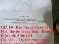 GIÁ F0 - Bán Nhanh 5 Sào Tây Hoà, Huyện Trảng Bom - Đồng Nai GIÁ F0 - Bán Nhanh 5 Sào Tây Hoà, Huyện Trảng Bom - Đồng Nai