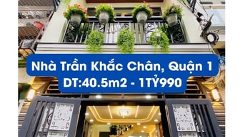 CẦN VỐN Bán Nhanh Nhà TRẦN KHẮC CHÂN, P TÂN ĐỊNH, QUẬN 1 GIÁ 1TỶ990TR