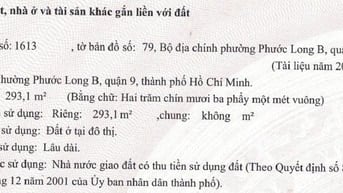 Bán đất dự án Phú Nhuận Phước Long B Quận 9 đường Liên Phường 293m2