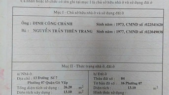 bán nhà mặt tiền 13 đường số 7 phường 7 quận gò vấp trệt lầu nhà mới