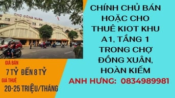 BÁN HOẶC CHO THUÊ Kiot khu A1, tầng 1 ở vị trí VIP của chợ Đồng Xuân