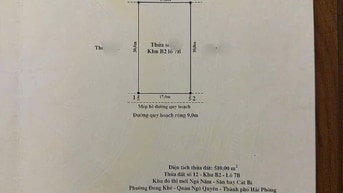 Bán thửa đất có 1-0-2 lô 7b tuyến 2 Lê Hồng Phong 510m2🔥- Hải Phòng.