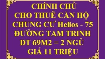 Chính chủ Cho thuê căn hộ Chung cư Helios - 75 Tam Trinh giá 11 triệu