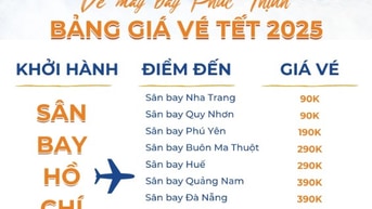 Bảng giá vé máy bay tết 2025 - Vé máy bay Phúc Thịnh