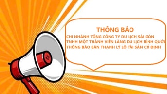 LÀNG DU LỊCH BÌNH QUỚI THÔNG BÁO BÁN THANH LÝ LÔ TÀI SẢN CỐ ĐỊNH