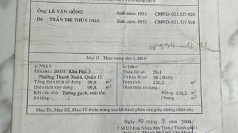 Nhà MT. Hà Huy Giáp. DT: 5.5 x 38m. Giá: 11.5 tỷ