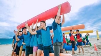 cho thuê ống phao hơi , trụ hơi chơi team building 