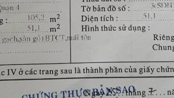 Nhà HXH Nguyễn Thần Hiến Q4, Dt trên sổ 51m2, trệt, lầu, Giá rẻ 4ty6