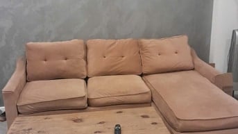 Bán lại ghế sofa góc chữ L, Chất liệu: Nỉ nhung, màu nâu, còn mới đẹp