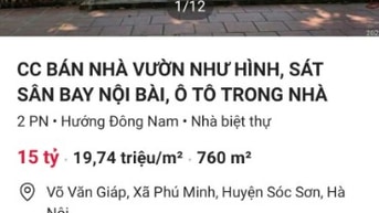 BÁN NHÀ VƯỜN NHƯ HÌNH, SÁT SÂN BAY NỘI BÀI, Ô TÔ TRONG NHÀ