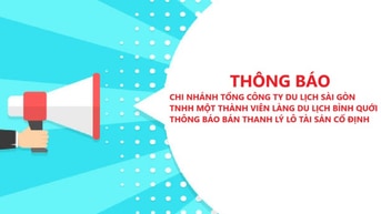 LÀNG DU LỊCH BÌNH QUỚI THÔNG BÁO BÁN LÔ TÀI SẢN CỐ ĐỊNH