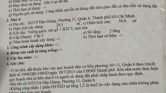 Bán nhà hẻm 1025/ Hậu Giang, 4.5 x 7m, 2 tấm, 3.5 tỷ.