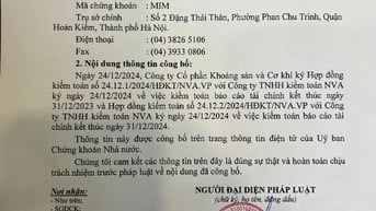 Ký Hợp đồng kiểm toán giữa MIMECO với Công ty TNHH Kiểm toán NVA