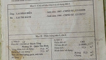 Bán nhà trọ 77,3m 6phòng thu nhập trên 15tr/tháng.Ngang 4,4x15,5 nh6,7